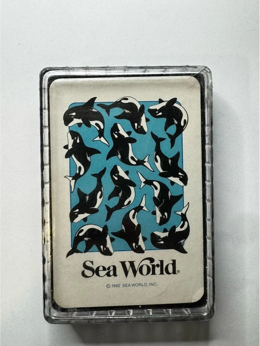 Vintage SEA WORLD Souvenir Playing Cards w/ Case 1982 Hong Kong SHAMU Sealed